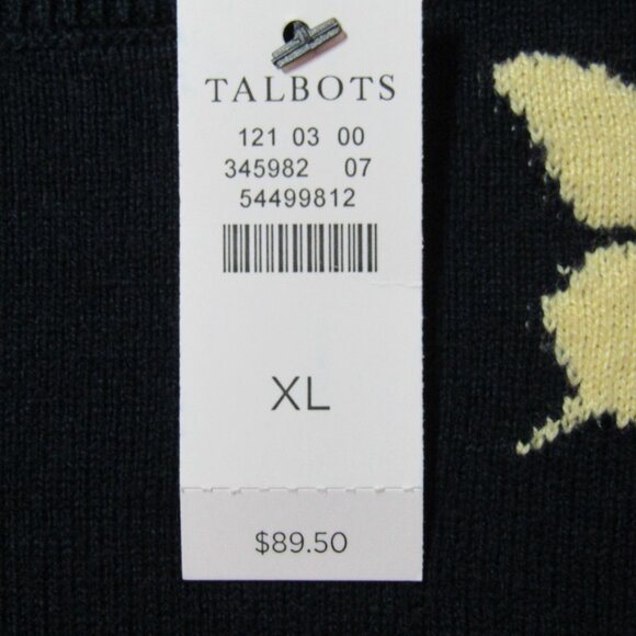 Talbots Navy Blue Multicolor Butterfly Sweater Women Size XL Long Sleeve New Tag - Picture 6 of 8